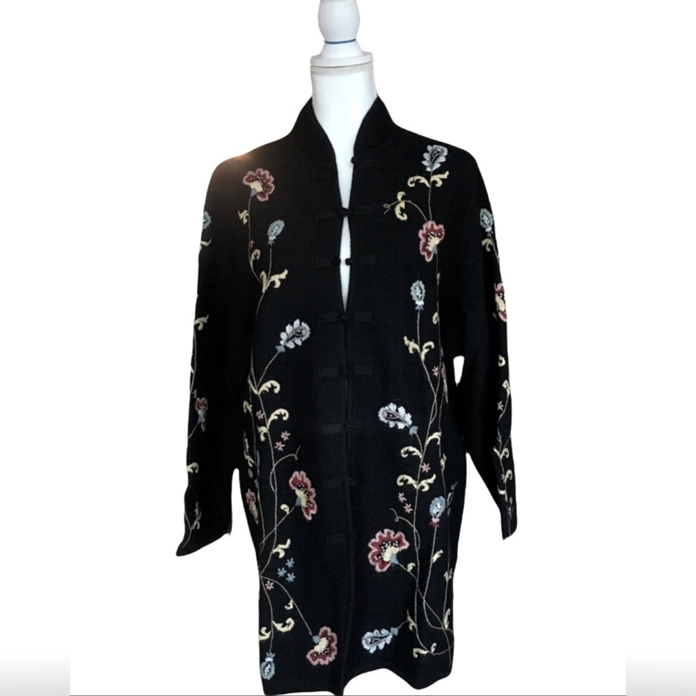 Embroidered Boiled Wool Coat